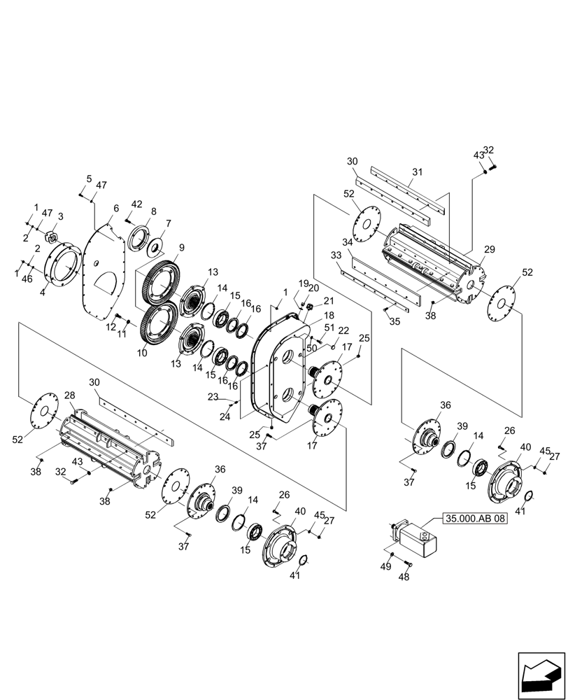 Схема запчастей Case IH A8800 - (64.130.AL) - CHOPPER GEARBOX (64) - CHOPPING