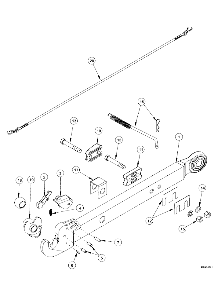 Схема запчастей Case IH MX270 - (9-126) - LOWER LIFT LINKS, HITCH, EUROPE ONLY (09) - CHASSIS/ATTACHMENTS