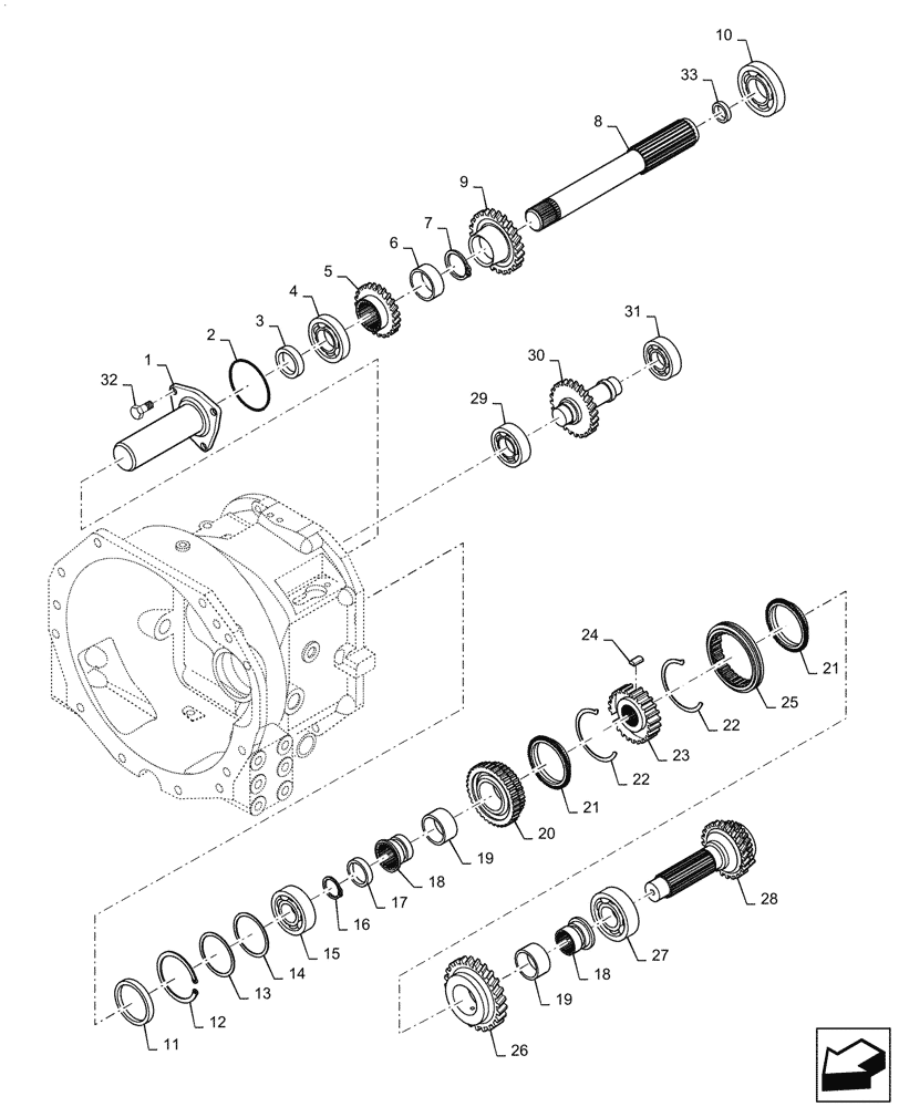 Схема запчастей Case IH FARMALL 55C - (21.140.010) - MAIN SHAFT, NO CREEP. MECHANICAL TRANSMISSION (21) - TRANSMISSION