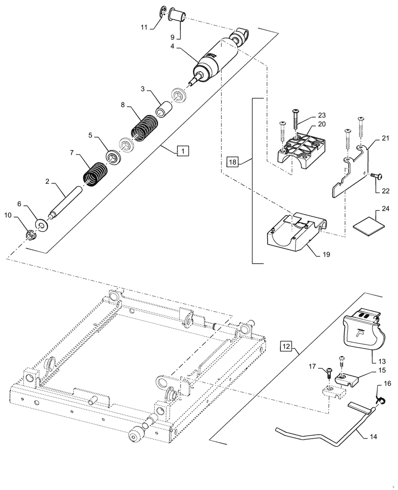 Схема запчастей Case IH MAGNUM 260 - (90.120.BC[02]) - SEAT PEDESTAL & MECHANICAL SUSPENSION - FOR-AFT ISOLATOR KIT (90) - PLATFORM, CAB, BODYWORK AND DECALS