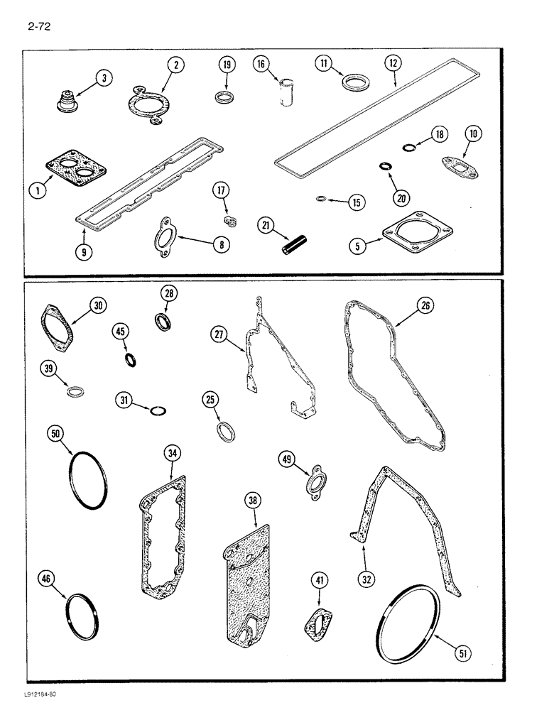 Схема запчастей Case IH 1680 - (2-072) - ENGINE GASKET KITS, CYLINDER BLOCK & VALVE GRIND KIT, 6TA-830 ENGINE, PRIOR TO ENGINE S/N 44500595 (01) - ENGINE