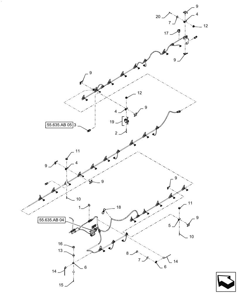 Схема запчастей Case IH PATRIOT 4440 - (78.110.AM[06.3]) - ACF HARNESS MOUNTING DETAILS (78) - SPRAYING