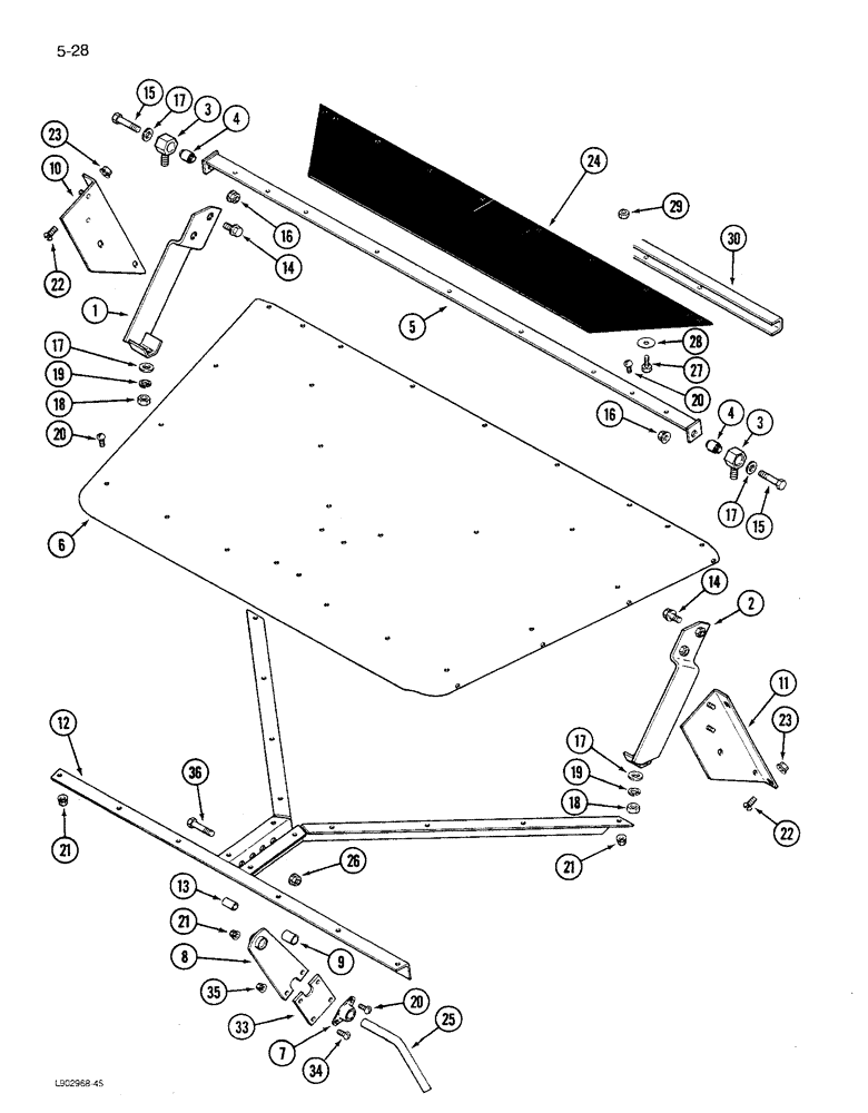 Схема запчастей Case IH 1680 - (5-028) - OSCILLATING STEERING AXLE SHIELD, PRIOR TO P.I.N. JJC0047878 (04) - STEERING