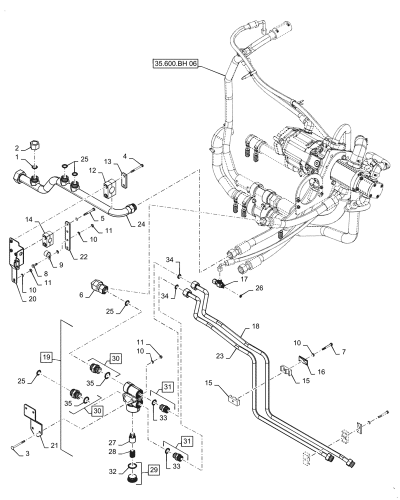 Схема запчастей Case IH QUADTRAC 620 - (35.600.AQ[03]) - COOLER BY-PASS VALVE (ASN ZGF309205) (35) - HYDRAULIC SYSTEMS