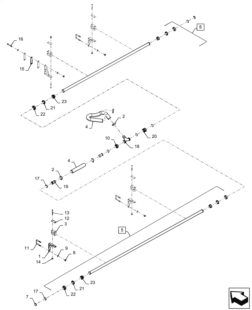 Схема запчастей Case IH PATRIOT 4440 - (78.110.AE[15.2]) - SPRAYBAR, 120, 7 SECTION, 20" SPACING, LH MID BOOM, U BOLT SPRAYBAR MOUNTS, ASN YGT044000 (78) - SPRAYING