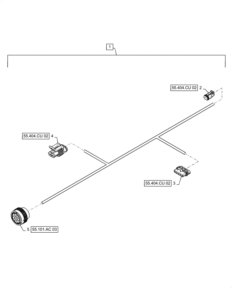 Схема запчастей Case IH 8240 - (55.404.CU[05]) - VAR - 425344 - UNLOADING TUBE WIRE HARNESS & CONNECTOR (55) - ELECTRICAL SYSTEMS