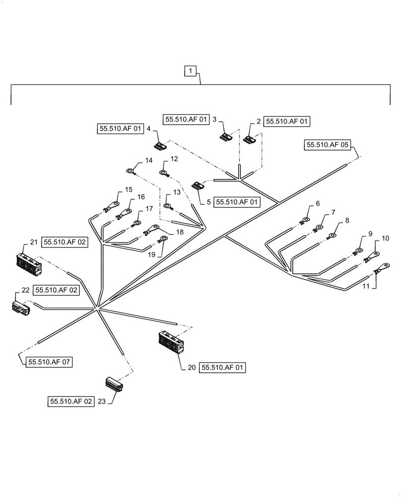 Схема запчастей Case IH 8240 - (55.510.AF[06]) - CAB MAIN WIRE HARNESS, CONTINUED (55) - ELECTRICAL SYSTEMS