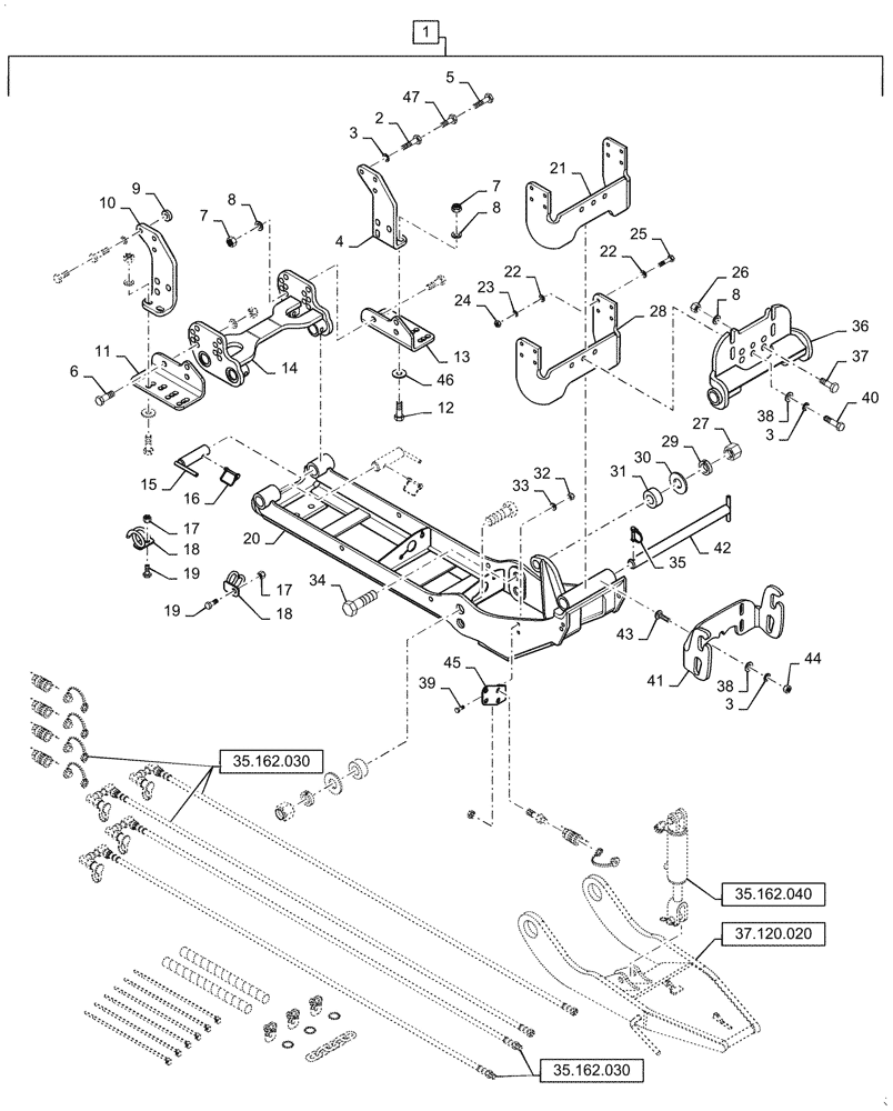 Схема запчастей Case IH BS174H - (39.100.120) - VAR - 439205006 - SUBFRAME MOUNTING PARTS (39) - FRAMES AND BALLASTING