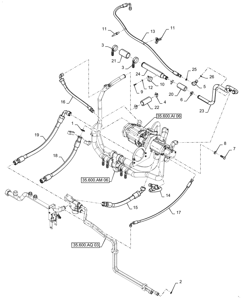 Схема запчастей Case IH STEIGER 500 - (35.600.BH[06]) - HIGH CAPACITY HYDRAULIC LINES (ASN ZGF309205) (35) - HYDRAULIC SYSTEMS