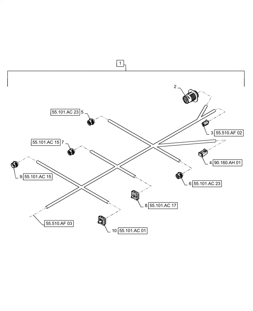 Схема запчастей Case IH 9240 - (55.510.AF[02]) - CAB MAIN WIRE HARNESS (55) - ELECTRICAL SYSTEMS