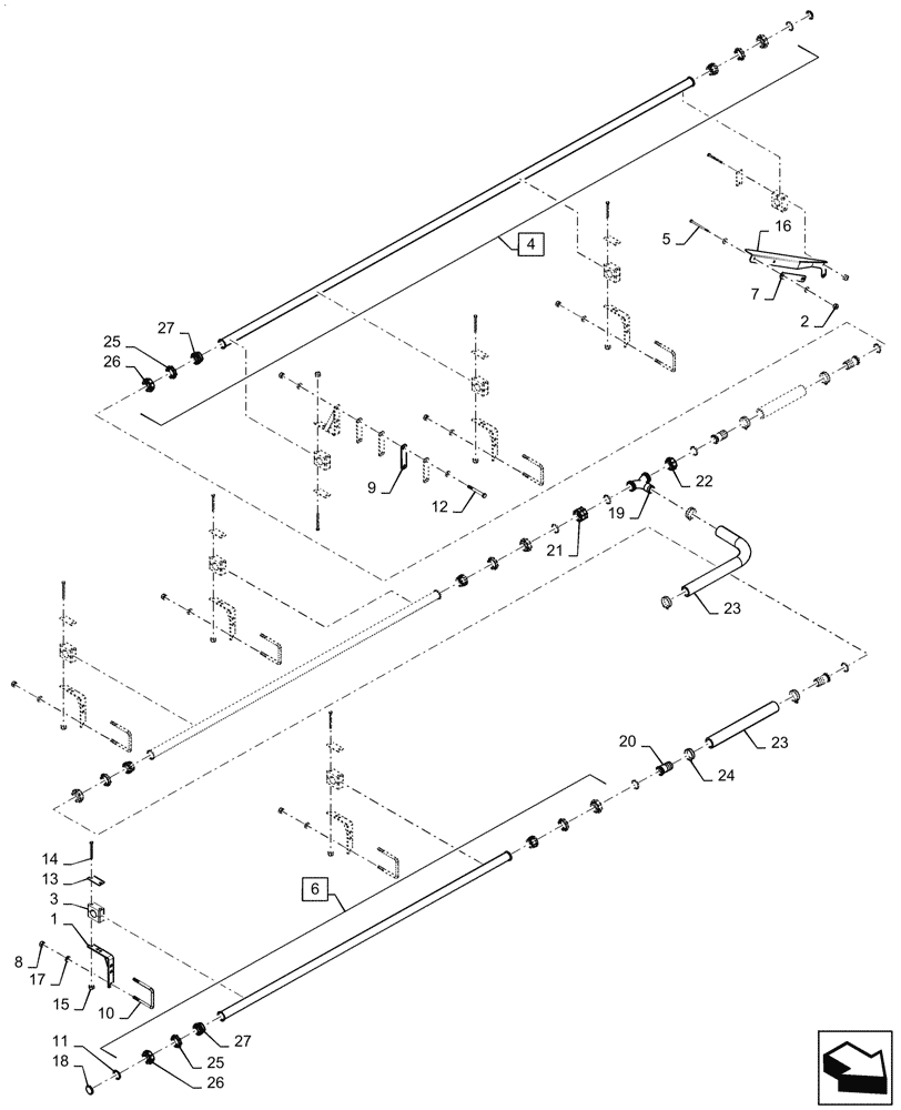 Схема запчастей Case IH PATRIOT 4440 - (78.110.AE[18.1]) - SPRAYBAR, 120, 7 SECTION, 20", SPACING, RH INNER BOOM, U BOLT SPRAYBAR MOUNTS, ALL SERIAL NUMBERS (78) - SPRAYING