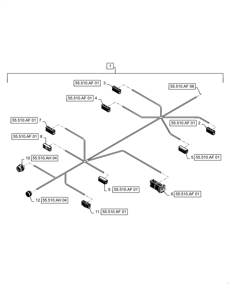 Схема запчастей Case IH 8240 - (55.510.AF[07]) - CAB MAIN WIRE HARNESS, CONTINUED (55) - ELECTRICAL SYSTEMS