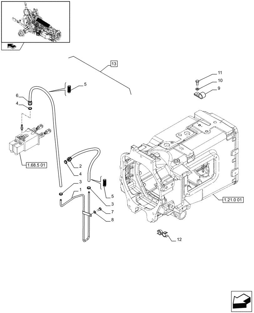 Схема запчастей Case IH PUMA 195 - (1.68.5[03]) - BRAKE PIPING (05) - REAR AXLE