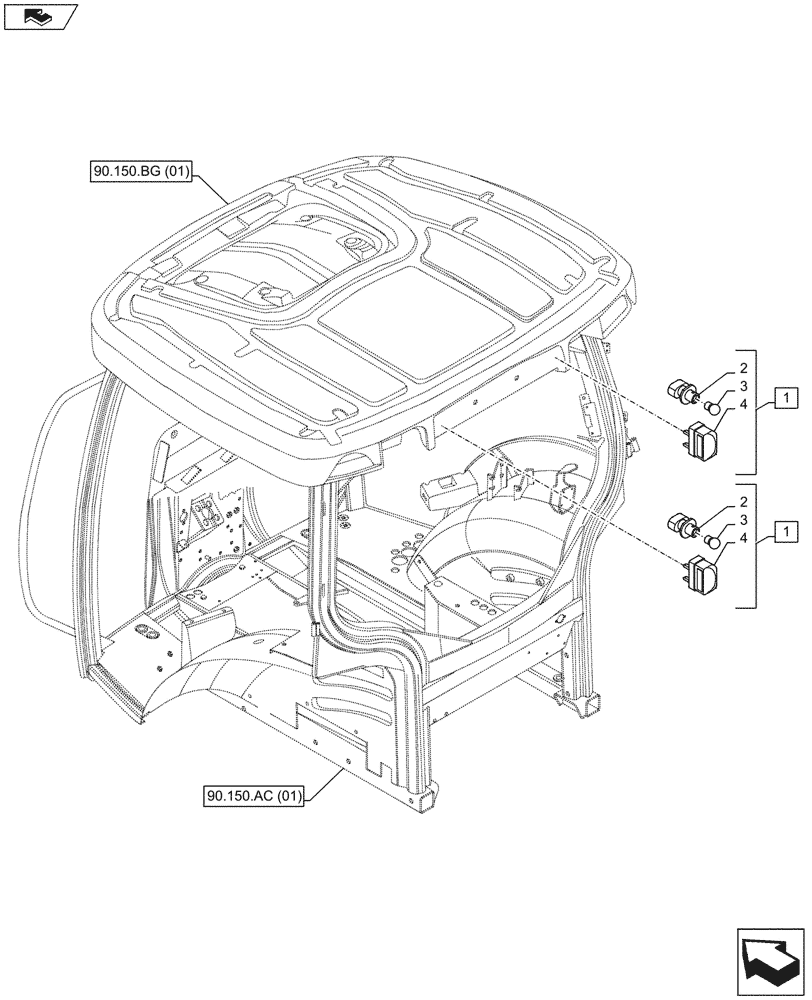 Схема запчастей Case IH MAXXUM 110 - (55.404.BA[03]) - VAR - 330956 - LICENSE PLATE LIGHT, CAB ROOF (55) - ELECTRICAL SYSTEMS