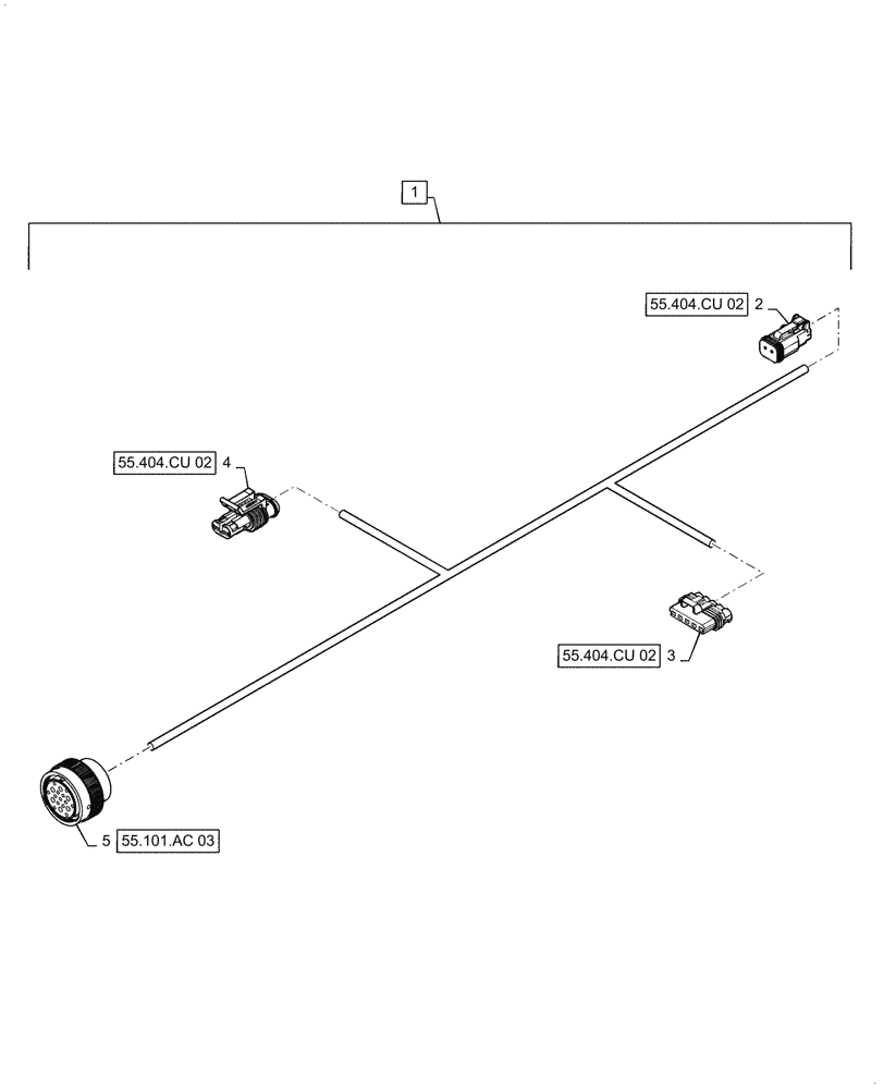 Схема запчастей Case IH 8240 - (55.404.CU[06]) - VAR - 425345, 425346, 425347, 425348, 425349, 425350 - UNLOADING TUBE WIRE HARNESS & CONNECTOR (55) - ELECTRICAL SYSTEMS