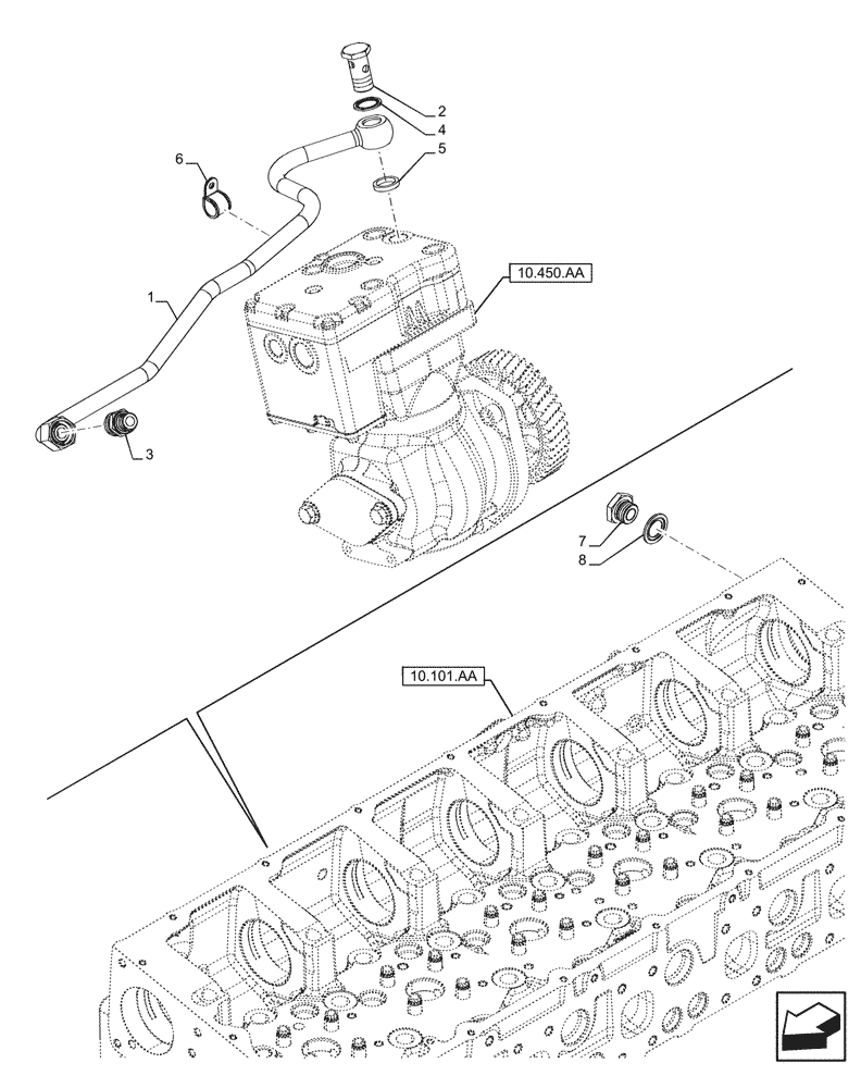 Схема запчастей Case IH F2CFE613J B057 - (10.450.AE[02]) - AIR COMPRESSOR (10) - ENGINE