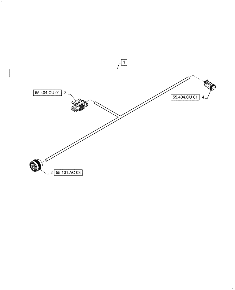 Схема запчастей Case IH 8240 - (55.404.CU[07]) - VAR - 425329, 425330, 722740 - UNLOADING TUBE, LIGHT WIRE HARNESS & CONNECTOR (55) - ELECTRICAL SYSTEMS