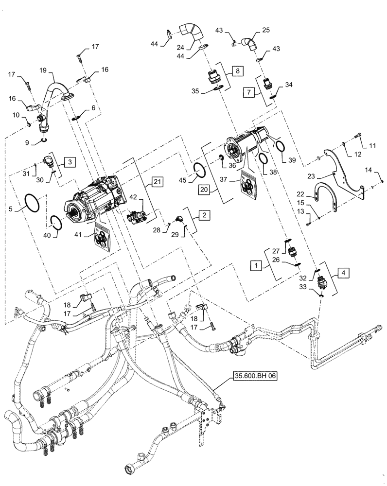 Схема запчастей Case IH QUADTRAC 580 - (35.600.AI[06]) - HIGH CAPACITY HYDRAULIC PUMP (ASN ZGF309205) (35) - HYDRAULIC SYSTEMS