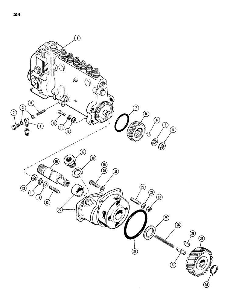 Схема запчастей Case IH 1200 - (024) - FUEL INJECTION PUMP AND DRIVE, (451) DIESEL ENGINE (02) - ENGINE