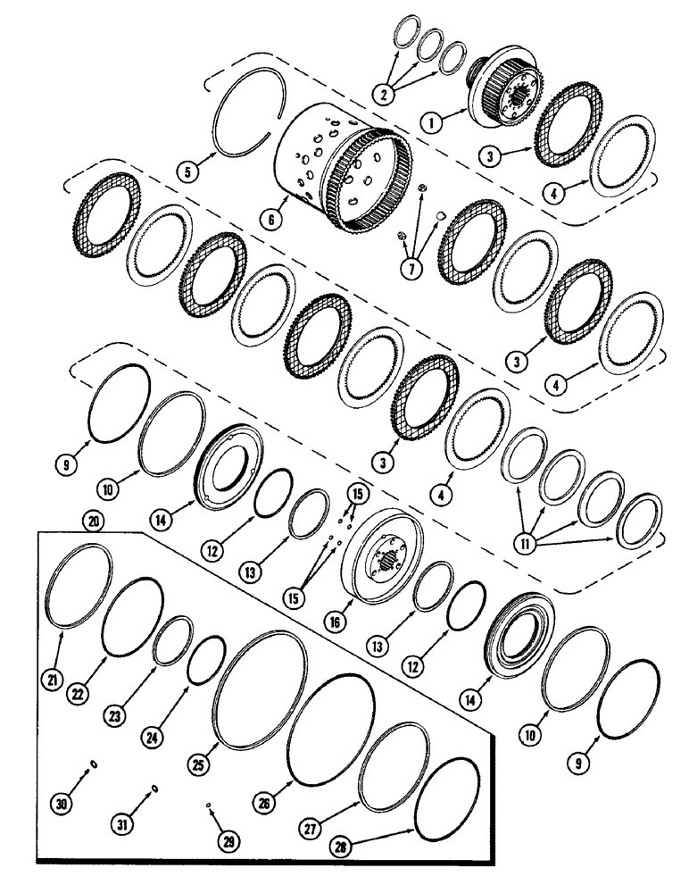 Схема запчастей Case IH 4890 - (6-182) - TRANSMISSION, C-3 CLUTCH, CLUTCH SEAL REPAIR KIT (06) - POWER TRAIN