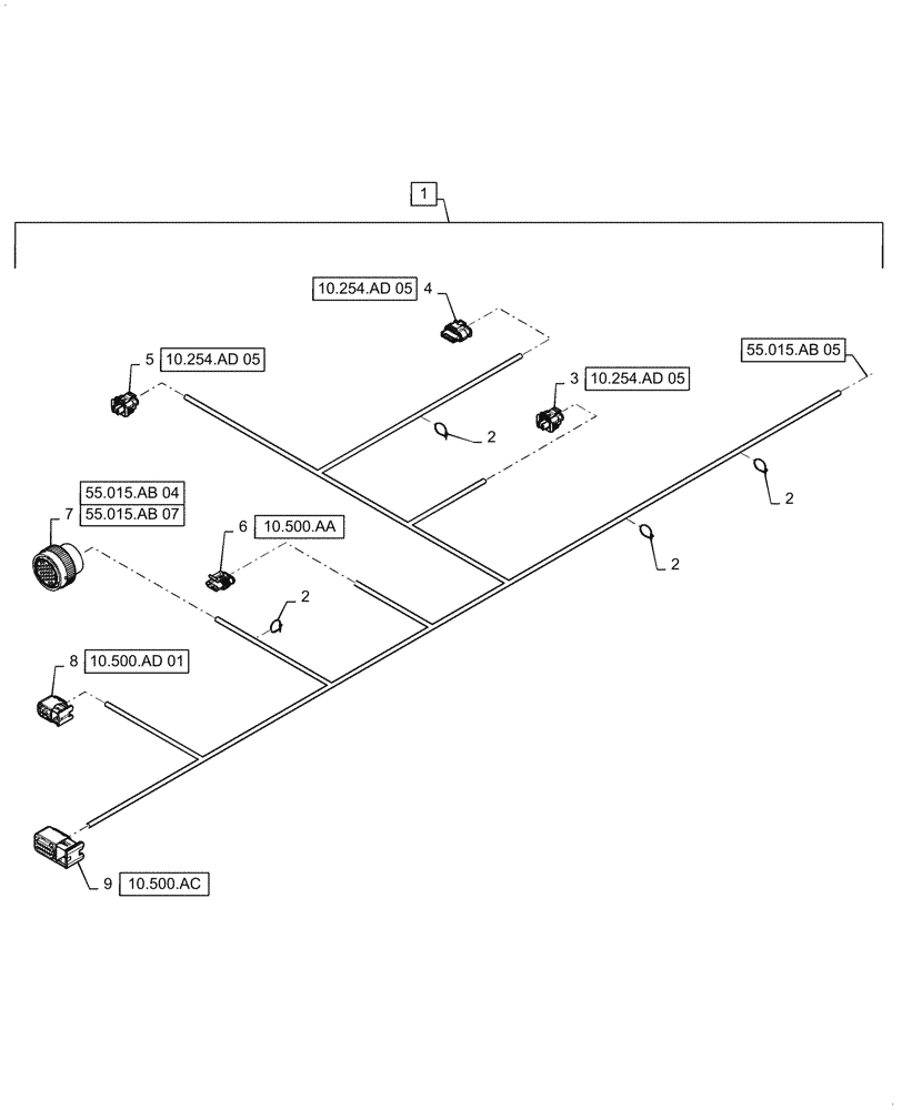 Схема запчастей Case IH 9240 - (55.015.AB[06]) - EXHAUST SYSTEM WIRE HARNESS & CONNECTOR (55) - ELECTRICAL SYSTEMS