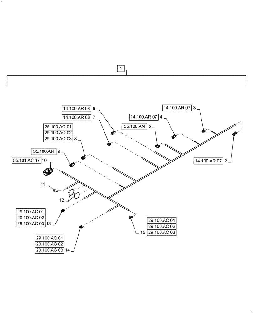 Схема запчастей Case IH 7240 - (55.101.AA[02]) - PTO WIRE HARNESS & CONNECTOR (55) - ELECTRICAL SYSTEMS