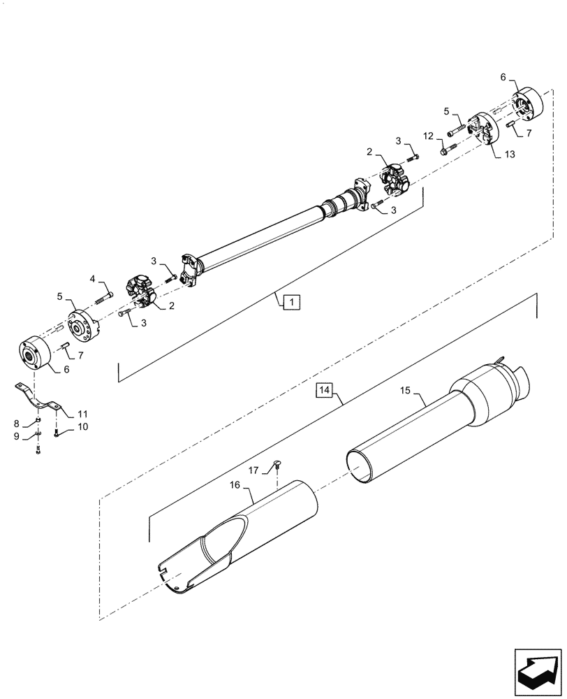 Схема запчастей Case IH MAGNUM 220 - (25.314.AH[02]) - - VAR - 429327, MFD CLASS 4 AXLE, DRIVE SHAFT & SHIELD (23) - FOUR WHEEL DRIVE SYSTEM