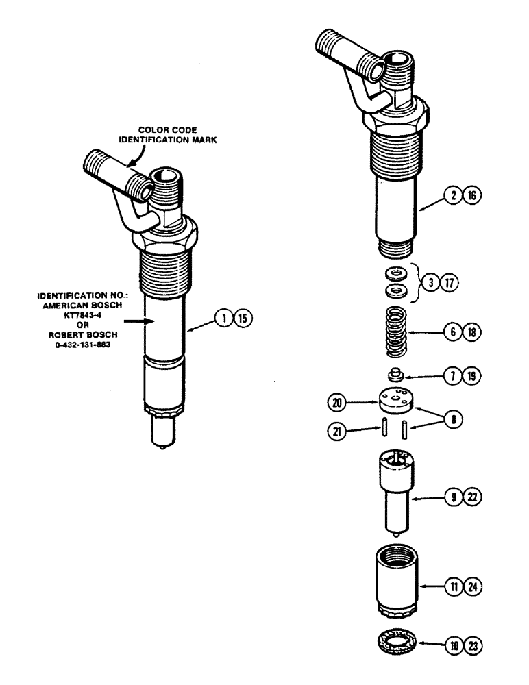 Схема запчастей Case IH 2390 - (3-63) - FUEL INJECTOR NOZZLE, 504BDT, DIESEL ENGINE, WHITE COLOR IDENTIFICATION (03) - FUEL SYSTEM