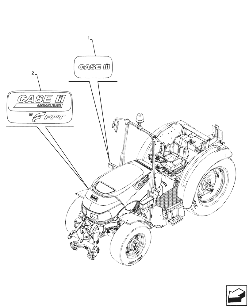 Схема запчастей Case IH FARMALL 90V - (90.108.820) - TRADEMARK DECAL (90) - PLATFORM, CAB, BODYWORK AND DECALS