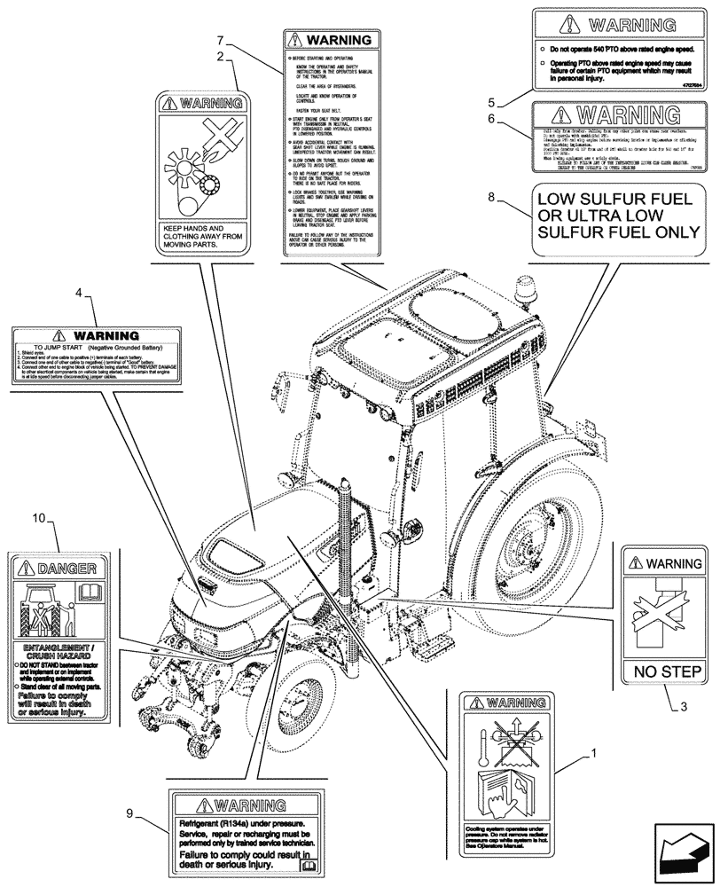 Схема запчастей Case IH FARMALL 90N - (90.108.290) - WARNING DECAL, CAB (90) - PLATFORM, CAB, BODYWORK AND DECALS