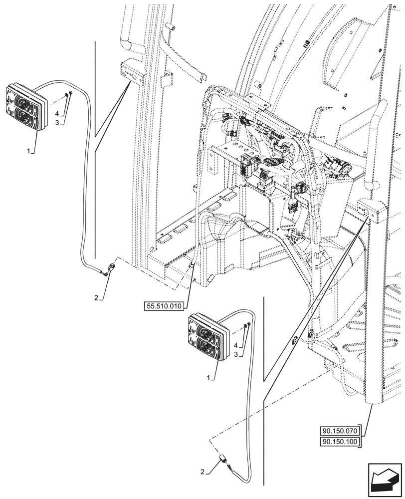 Схема запчастей Case IH FARMALL 110V - (55.404.270) - SIDE LAMP ASSY, CAB (55) - ELECTRICAL SYSTEMS