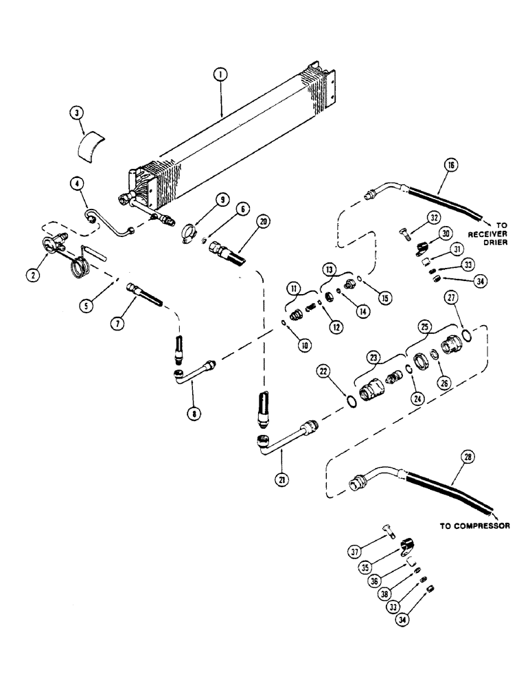 Схема запчастей Case IH 2670 - (508) - CAB, AIR CONDITIONER HOSES AND TUBES, USED BEFORE CAB SERIAL NUMBER 7864002 (09) - CHASSIS/ATTACHMENTS