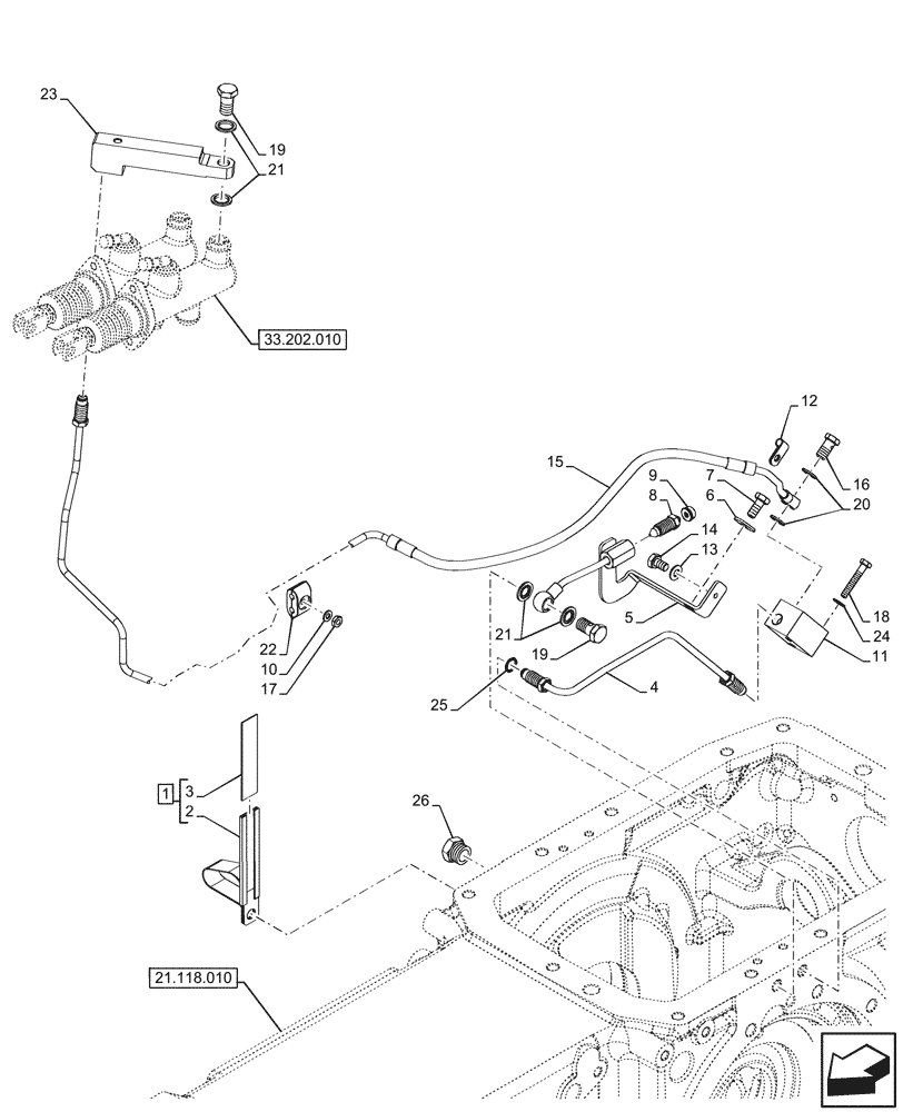 Схема запчастей Case IH FARMALL 110N - (33.202.120) - VAR - 743524, 759011 - BRAKE FLUID, LINES, LEFT HAND (33) - BRAKES & CONTROLS