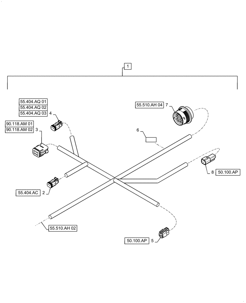 Схема запчастей Case IH 9240 - (55.510.AH[03]) - WIRE HARNESS, UPPER ROOF, CONTINUED (55) - ELECTRICAL SYSTEMS