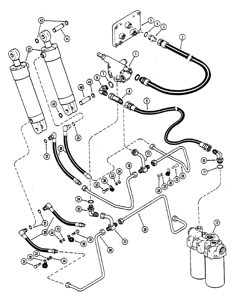 Схема запчастей Case IH 2670 - (380) - TRHEE POINT HITCH, HYDRAULIC CIRCUITRY, FIRST USED TRANSMISSION SERIAL NUMBER 10025257 (08) - HYDRAULICS