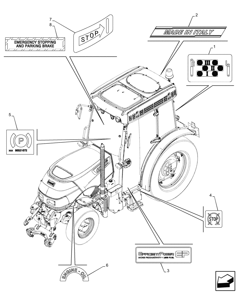 Схема запчастей Case IH FARMALL 90V - (90.108.510) - DECAL, CAB (90) - PLATFORM, CAB, BODYWORK AND DECALS