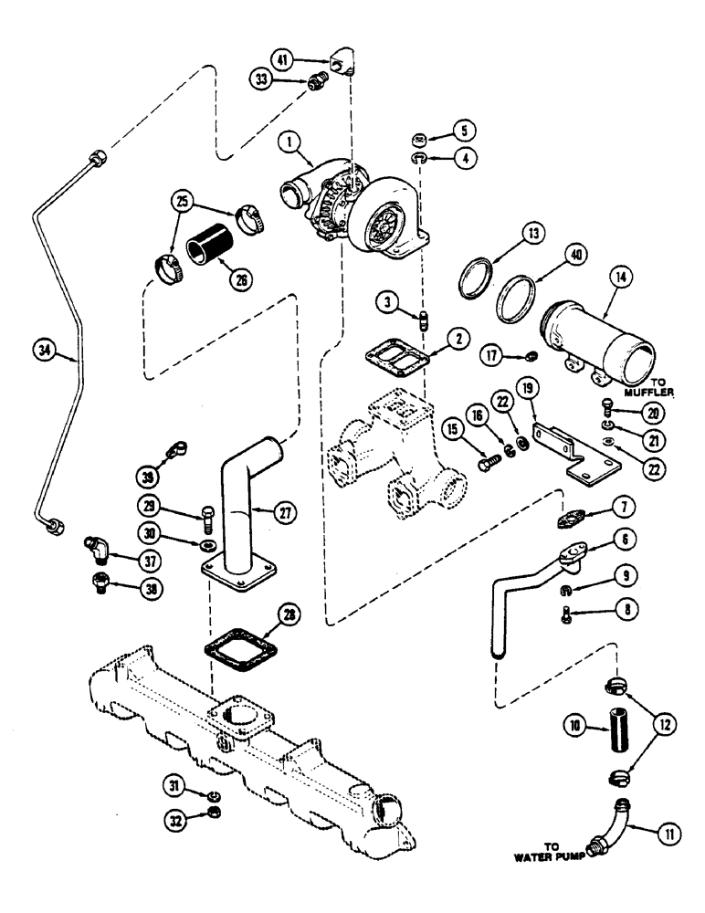 Схема запчастей Case IH 2590 - (2-22) - TURBOCHARGER SYSTEM, 504BDT, DIESEL ENGINE (02) - ENGINE