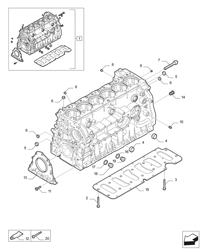 Схема запчастей Case IH F2CFP613C H006 - (10.001.AB[01]) - CYLINDER BLOCK (10) - ENGINE