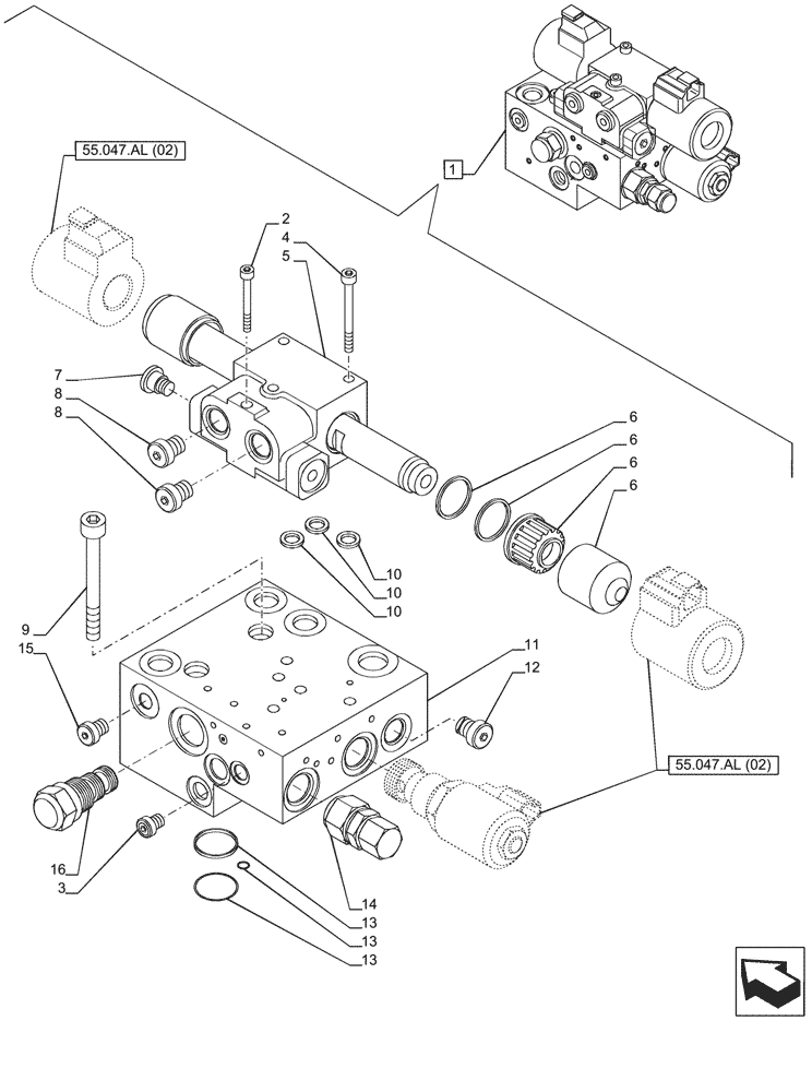 Схема запчастей Case IH PUMA 165 - (41.432.AE[02]) - VAR - 758268, 758269, 758272, 758273, 758276, 758277 - STEERING VALVE, COMPONENTS (41) - STEERING