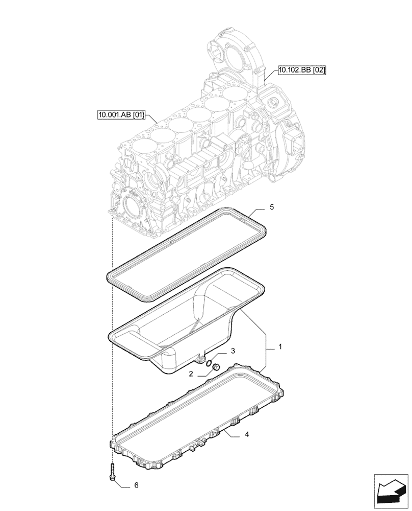 Схема запчастей Case IH F2CFP613C H006 - (10.102.AP) - ENGINE OIL PAN (10) - ENGINE