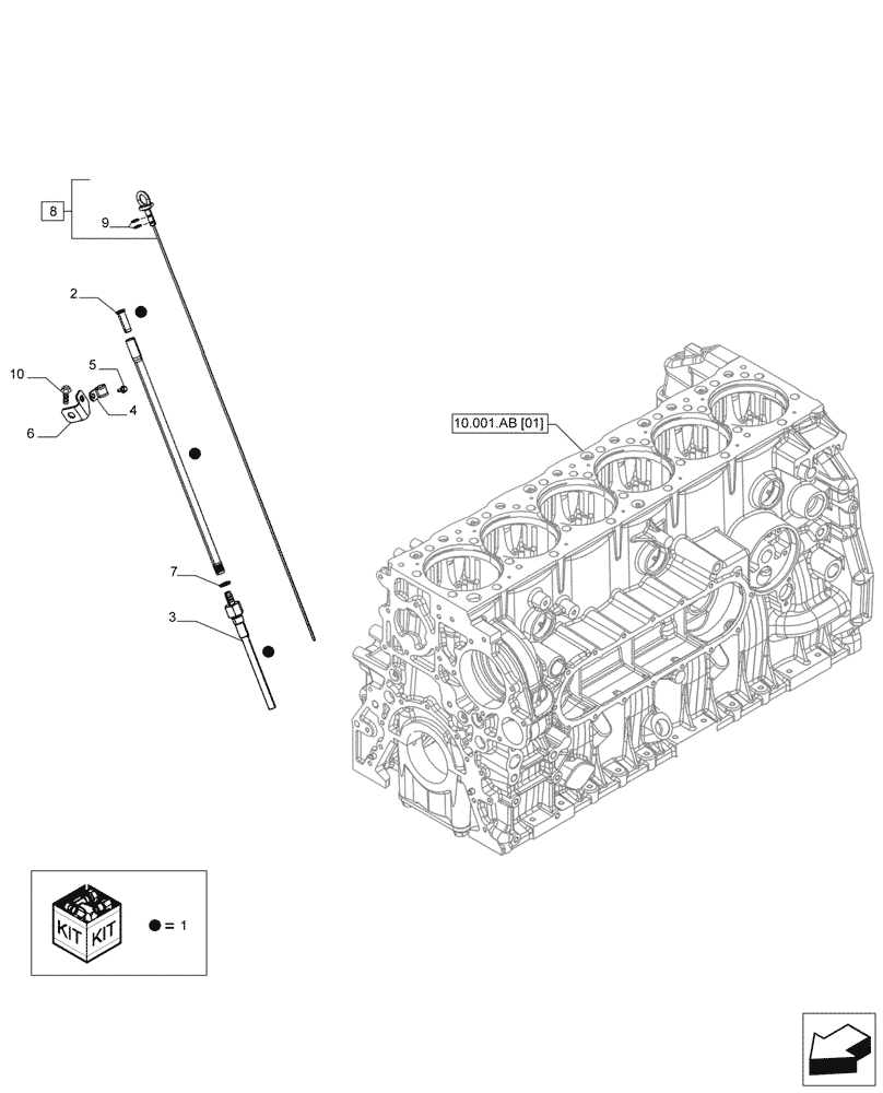 Схема запчастей Case IH F2CFP613C H006 - (10.304.AS[01]) - DIPSTICK (10) - ENGINE