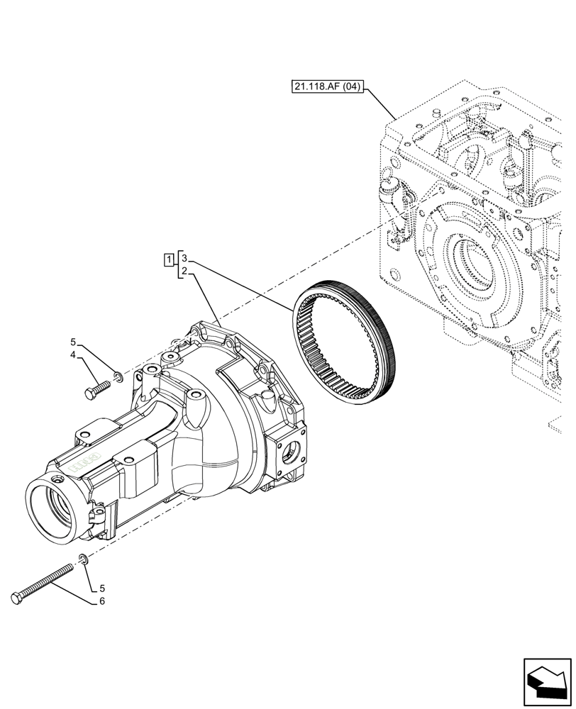 Схема запчастей Case IH FARMALL 115C - (27.120.AI[03]) - VAR - 390411 - FINAL DRIVE HOUSING, RH, 4WD, HI-LO, CAB (27) - REAR AXLE SYSTEM