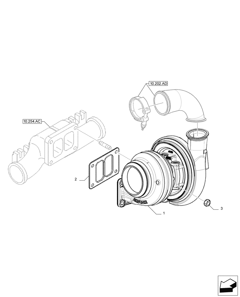 Схема запчастей Case IH F2CFP613C H006 - (10.250.AC) - TURBOCHARGER (10) - ENGINE