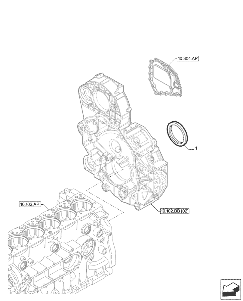 Схема запчастей Case IH F2CFP613C H006 - (10.103.AL) - CRANKSHAFT, OIL SEAL (10) - ENGINE