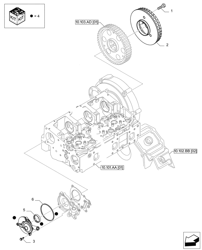 Схема запчастей Case IH F2CFP613C H006 - (10.304.AP) - BREATHER (10) - ENGINE