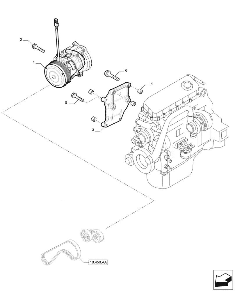 Схема запчастей Case IH F2CFP613C H006 - (10.450.AL) - COMPRESSOR, SUPPORT (10) - ENGINE