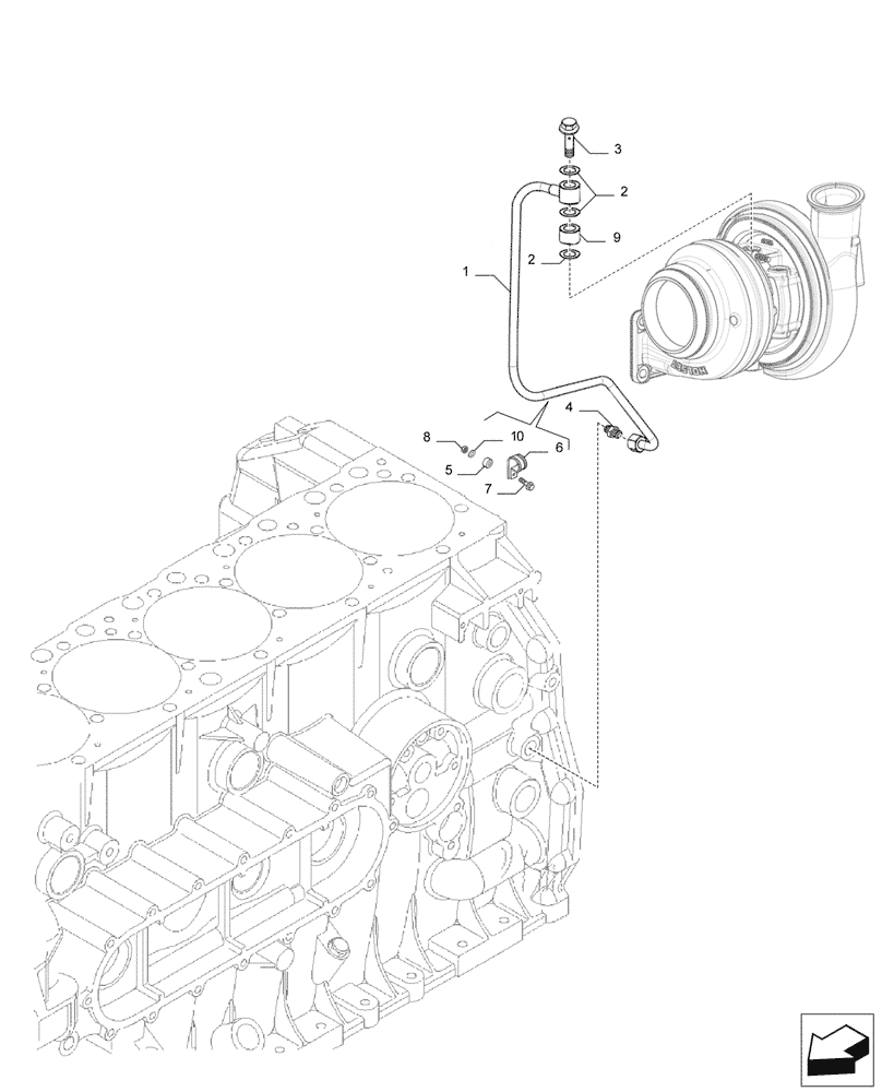 Схема запчастей Case IH F2CFP613C H006 - (10.250.AD[01]) - TURBOCHARGER LINE (10) - ENGINE