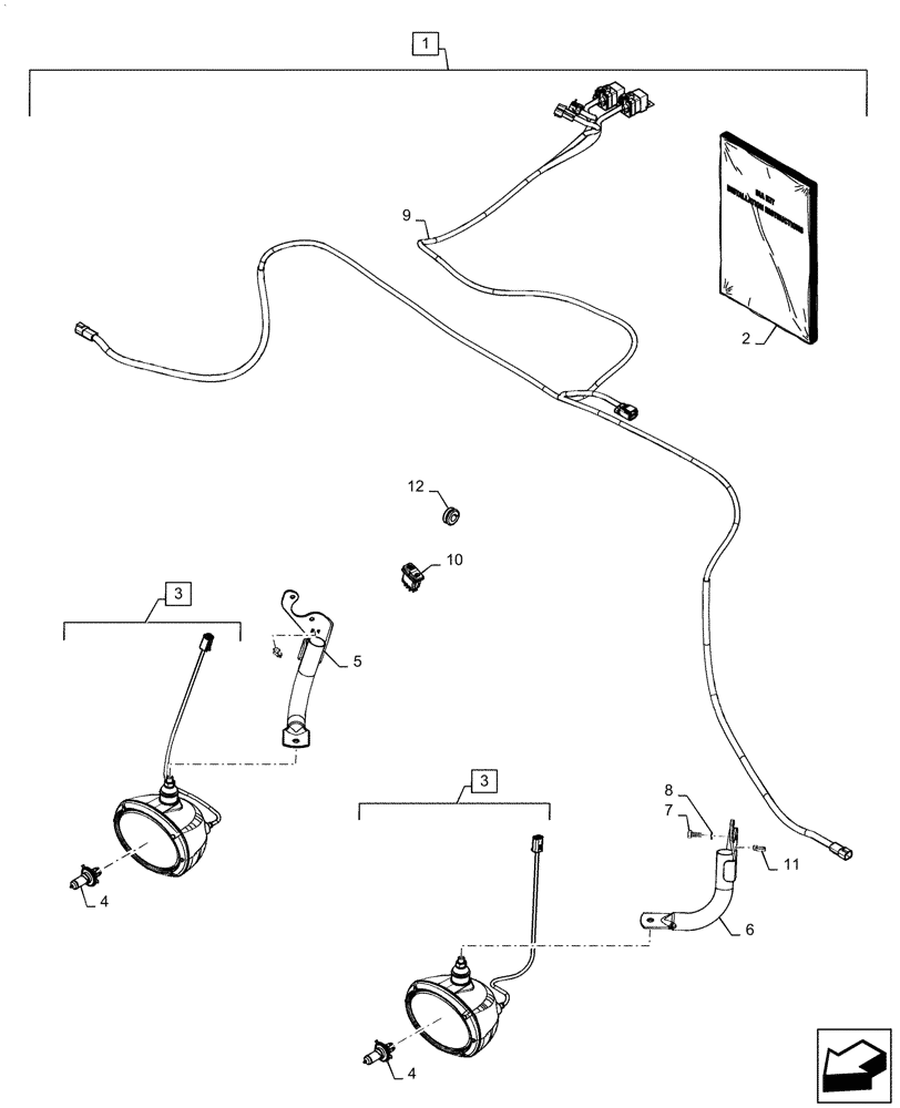 Схема запчастей Case IH MAGNUM 3154 - (88.100.55[11]) - DIA KIT, FRONT HITCH HEADLAMPS, LEFT HAND DIP (88) - ACCESSORIES