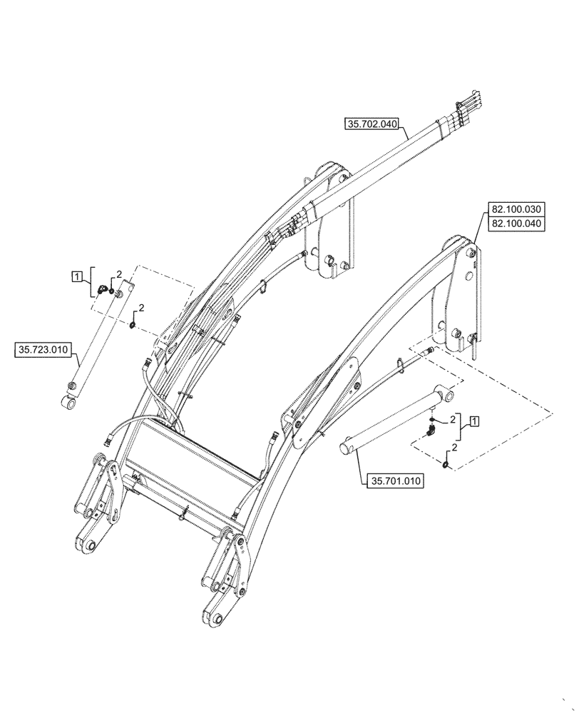 Схема запчастей Case IH L340A - (35.702.030) - BOOM HYDRAULICS (35) - HYDRAULIC SYSTEMS