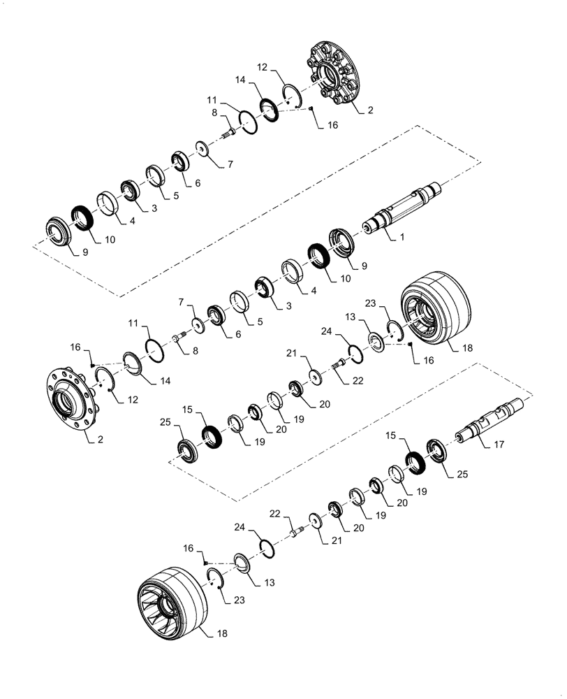 Схема запчастей Case IH 2160 - (44.100.AD[04]) - IDLER AND ROLLER ASSEMBLY (44) - WHEELS